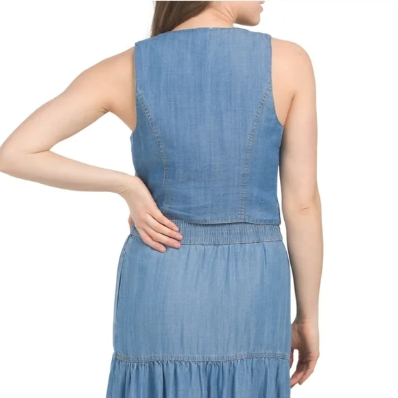 Sigrid Olsen Vintage Blue Denim Vest - Picture 2 of 10